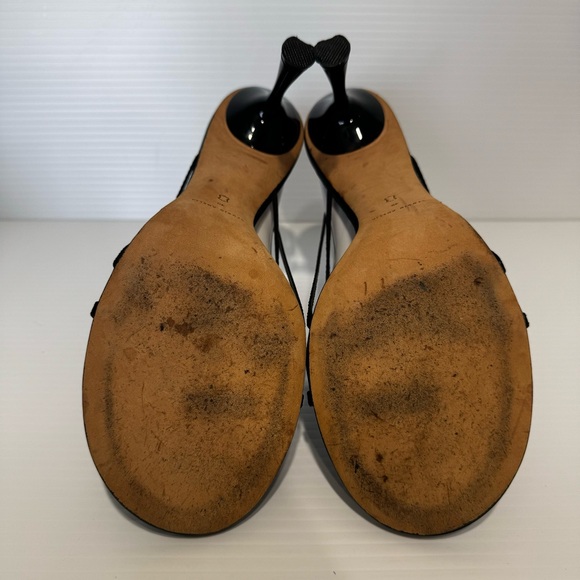 Studio Amelia Black Silk Sling Back Heels Size 40 - Picture 8 of 12